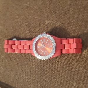 Pink and silver watch from Charming Charlie